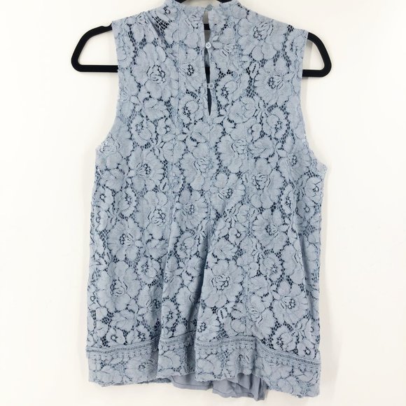 Anthro- Maeve Light Blue Lace Sleeveless Top SMALL - Picture 4 of 6
